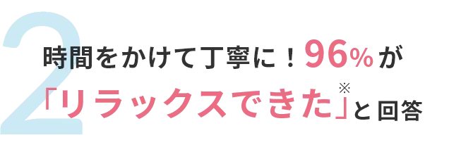 時間をかけて丁寧に！96％が「リラックスできた」施術