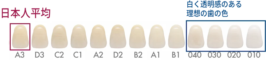 歯の白さの段階