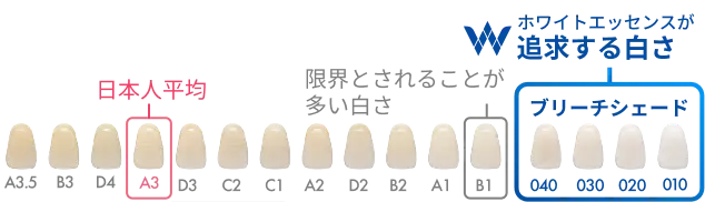 ホワイトエッセンスが追求する白さは、040以上のブリーチシェード